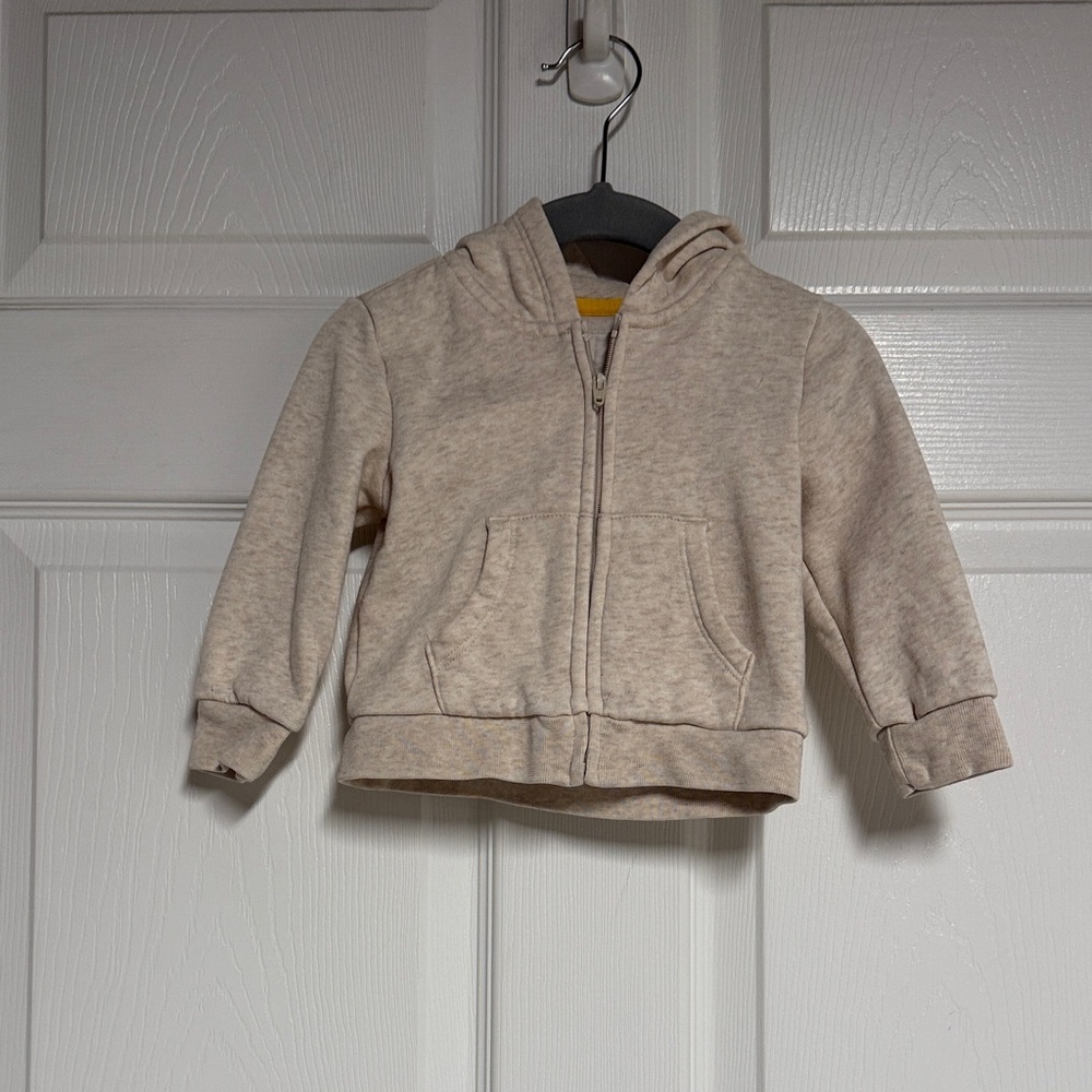 Kids Beige Zip-Up Hoodie